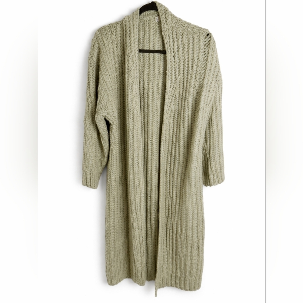 POL Chunky Ribbed Longline Open Front Cardigan Size L